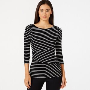 White House Black Market Black & White Striped Top, XS